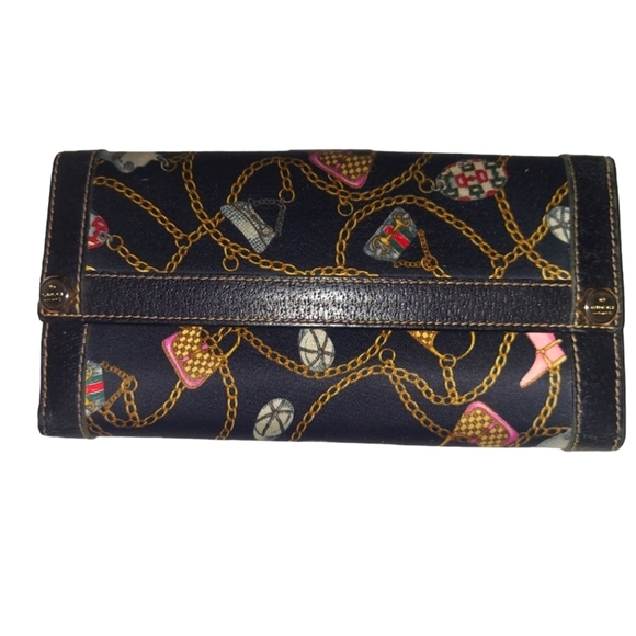 Gucci Handbags - Authentic Gucci Satin / Silk Charm Print Long Wallet